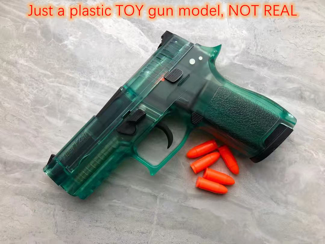 Plastic toy pistol gun Slg Sauer P250 Shell Ejecting Model Soft Bullets Ejected Manual Can Not Shoot Launcher EDC TOY Collection Prop Adult Children G