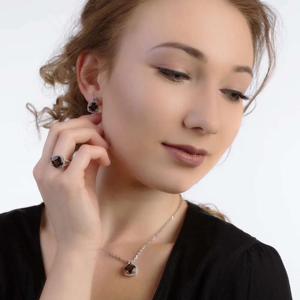 Gem's Ballet Natural Smoky Quartz Genuine sterling sier Clip Earrings For Women Gift Fashion Style Wedding Engagement