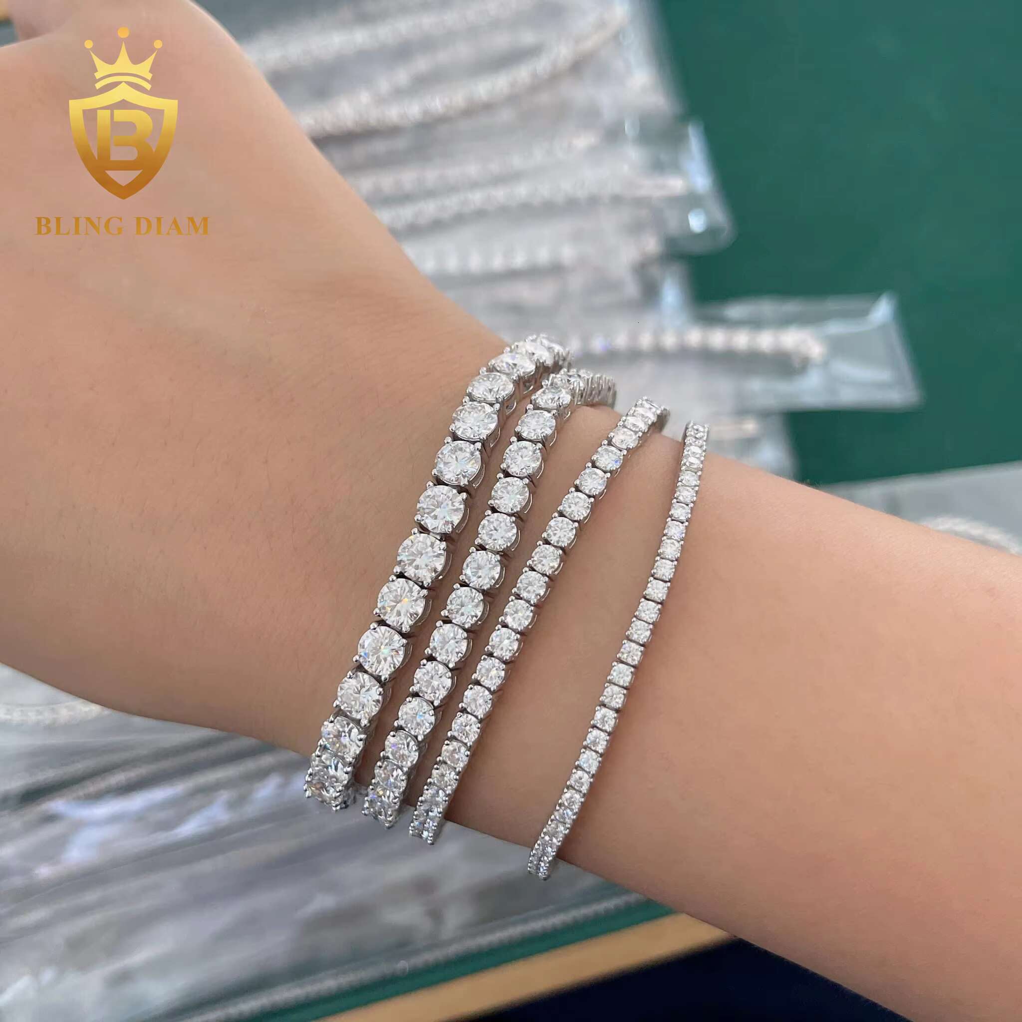 Pass Diamond Tester 925 Sterling Silver VVS Moissanite Diamond Tennis Necklace 2mm-6.5mm Hip Hop Tennis Chain High Quality