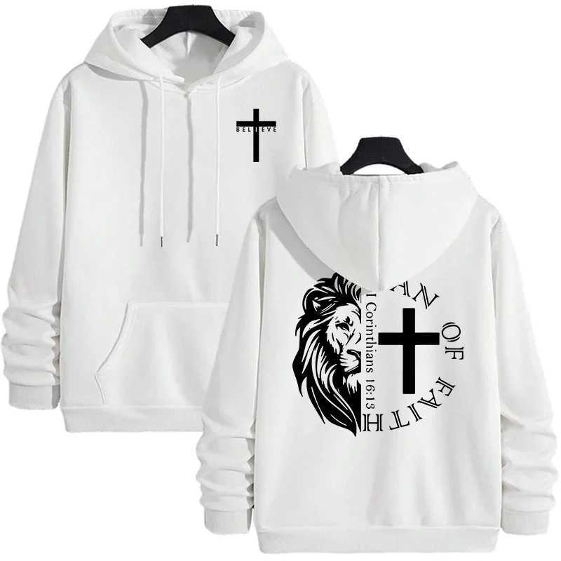 Jesus Christ Style Hoodies 2025 Fall Winter New Arrival Hooded Long Sleeve Sweatshirts Man Off Faith Lion Print Hoody Outerwear M251124