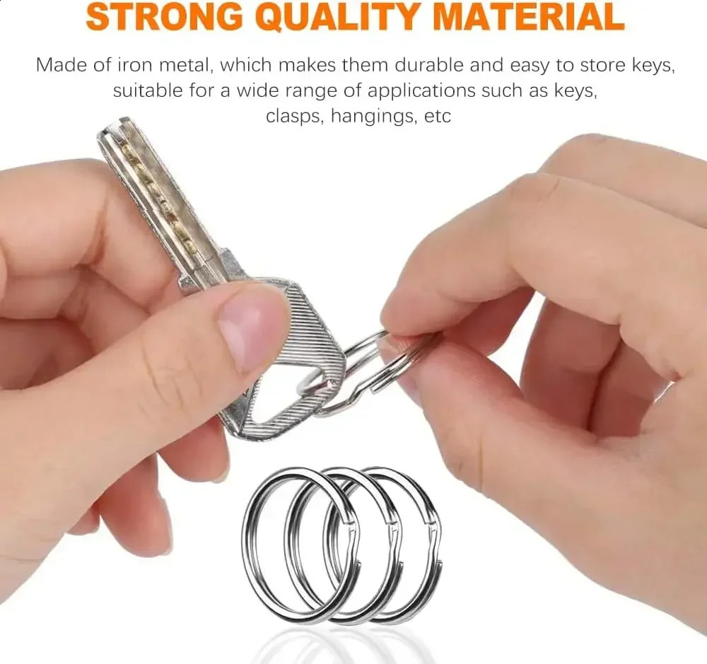 0pcs stainless steel keychain 25mm round flat circular split polished metal blank ring for DIY search 250418 250418