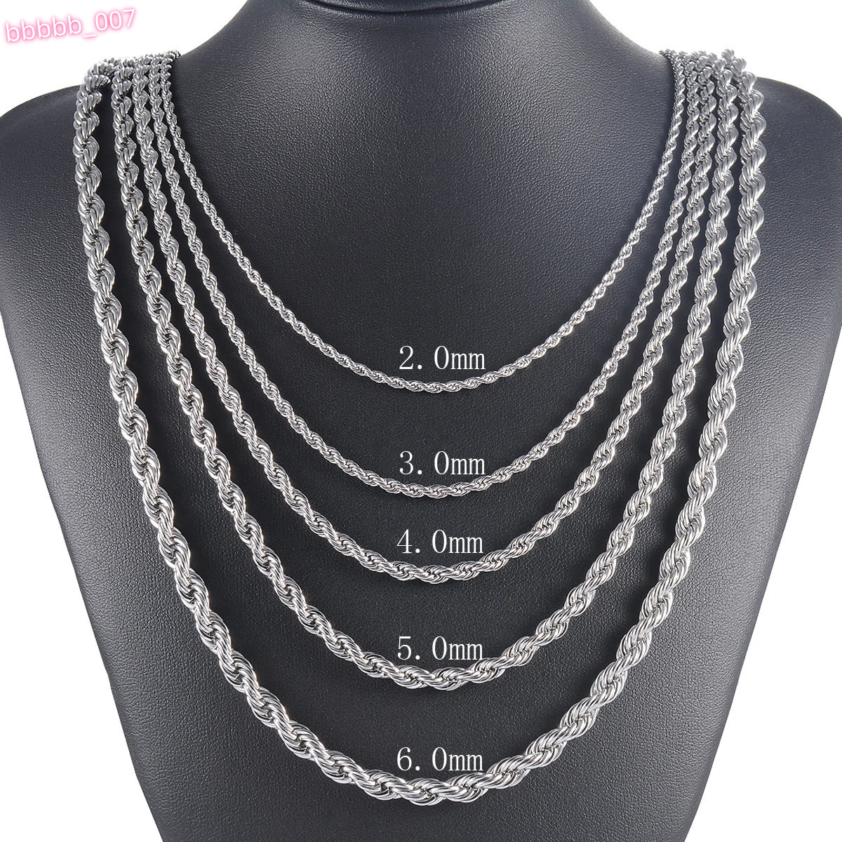 10Pcs Wholesale Silver Color Stainless Steel Twist Rope Chain Necklace for Men Women Waterproof Choker Jewelry Accessories