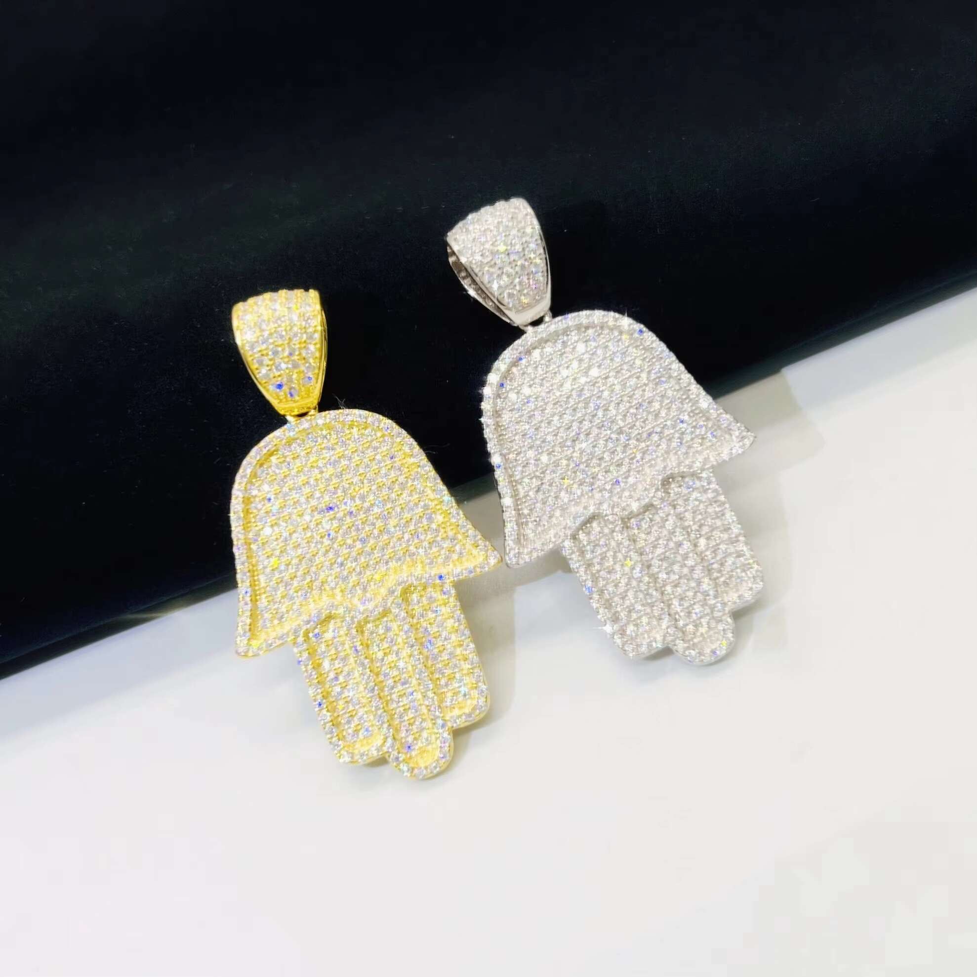 Fashion Jewelry Hip Hop Moissanite Pendant Lced Out Hamsa Hand Pendant Vvs Diamond Chain for Men Women