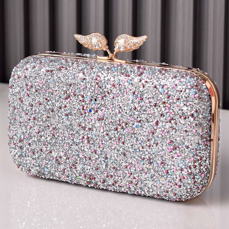 Dinner Bag Pearl Sequin Dinner Wing Decoration Dress Bag Black Diamond Inlaid Cheongsam Bag KQ