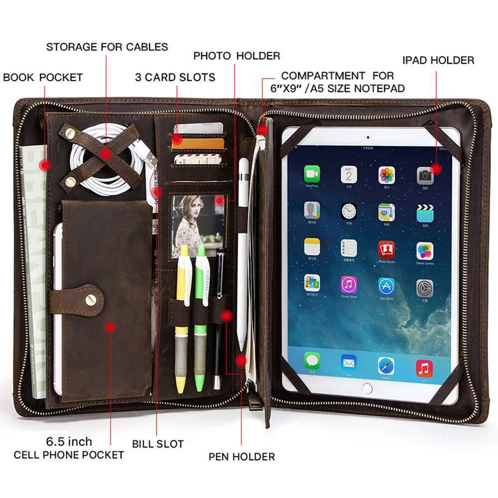 Leather Portfolio For 11 7Th 8Th 9Th 10Th Generation 5Th 6Th 4Th 10.9 Air 5 Case Ipad Pro 10.5 9.7 Cover