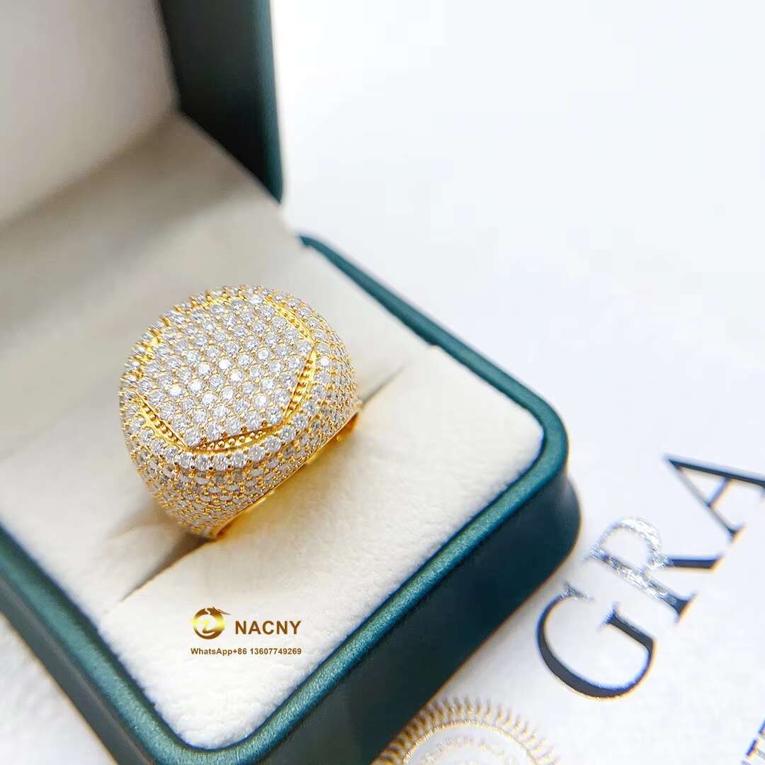New Design Iced Out Hiphop Jewelry VVSMoissanite Diamond 925silver Ring for Men Women