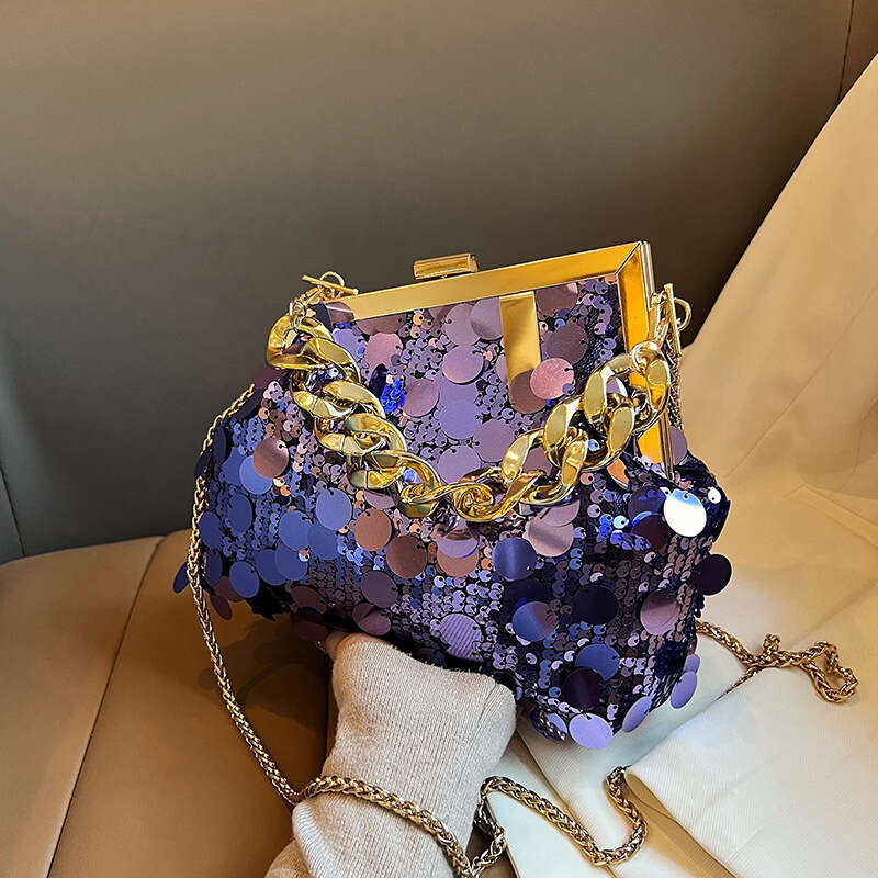 High End Luxury Sequin Chain For Women 2025 New Korean Version Trendy Fashion Women's Single Shoulder Crossbody Dinner Bag