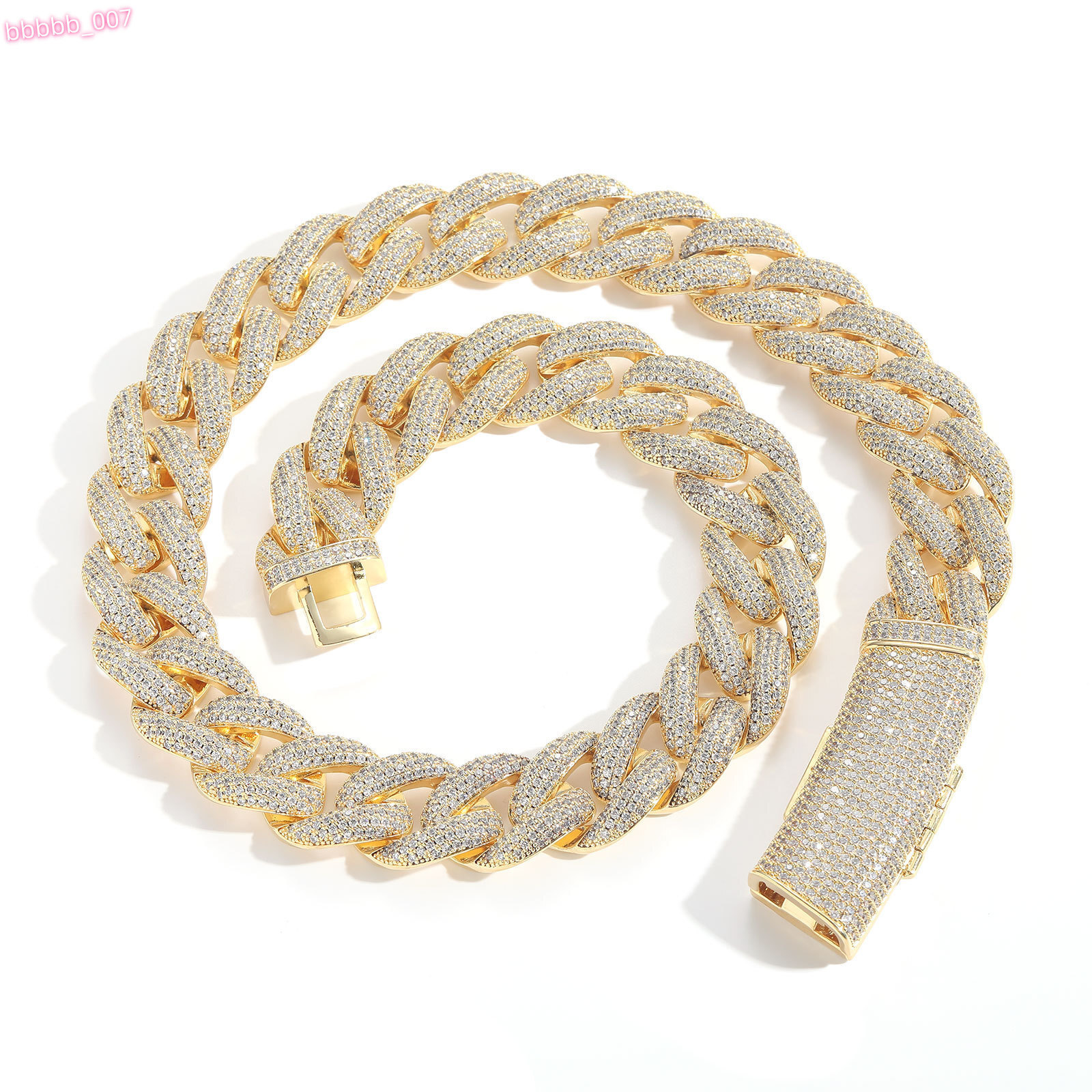 BES 20MM New Hip Hop Necklace Long Buttonhead Four Row Diamond Cuban Chain Personality Men Trend Set Zircon Fashion Necklace