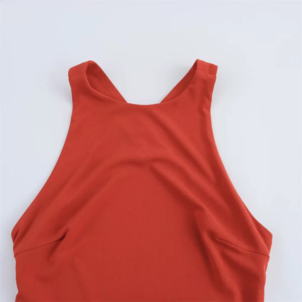 UNIZERA Womens Back Cross n Hanging Collar Midi Dress SpringSummer Casual Wear 250417
