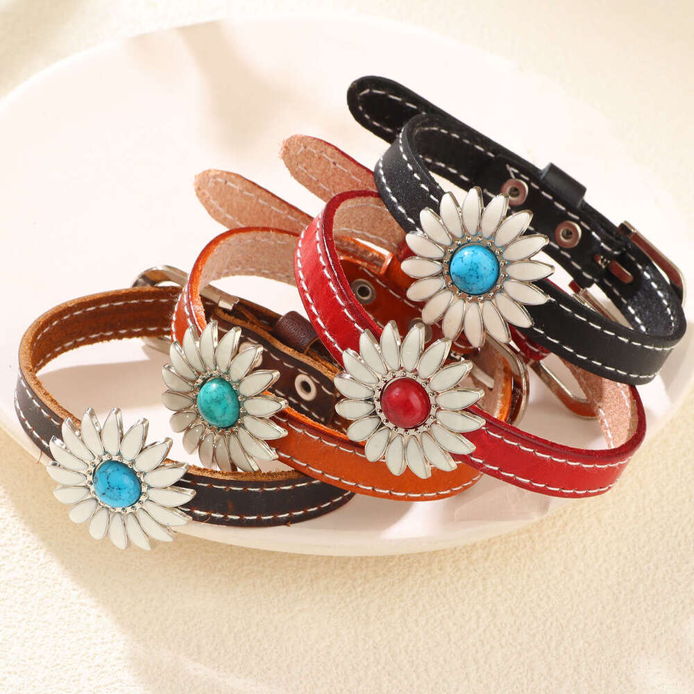 British niche design fashion personality new style daisy Korean version simple women's leather bracelet