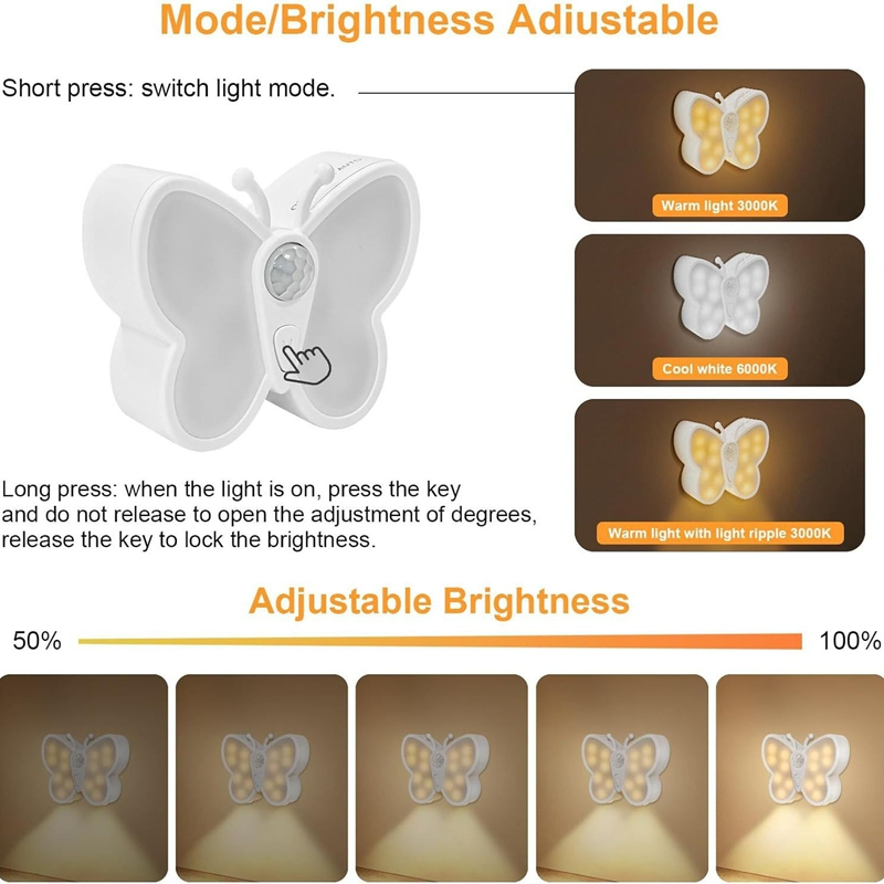 Motion Sensor Night Light 1200mah Rechargeable Magnetic Wireless LED Lamp 3 Color Temperatures for Hallway Stairs Bedroom