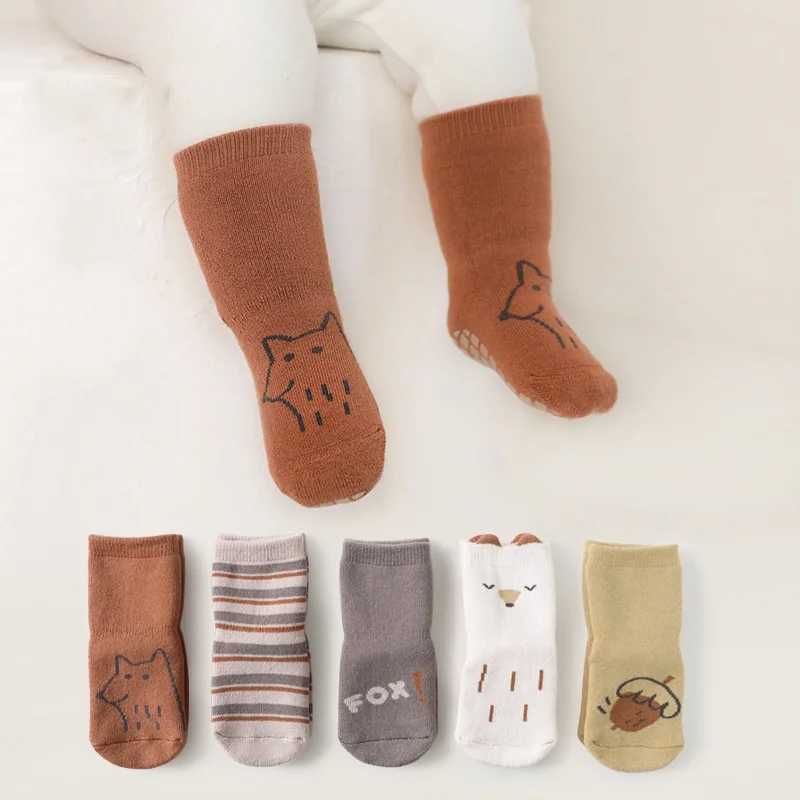 1/5Pairs Winter SOCKS New Kids Thick Terry Floor SOCKS Print Keep Warm CHIldrens Anti Slip SOCKS For Girls Boys 0-5Y G251124