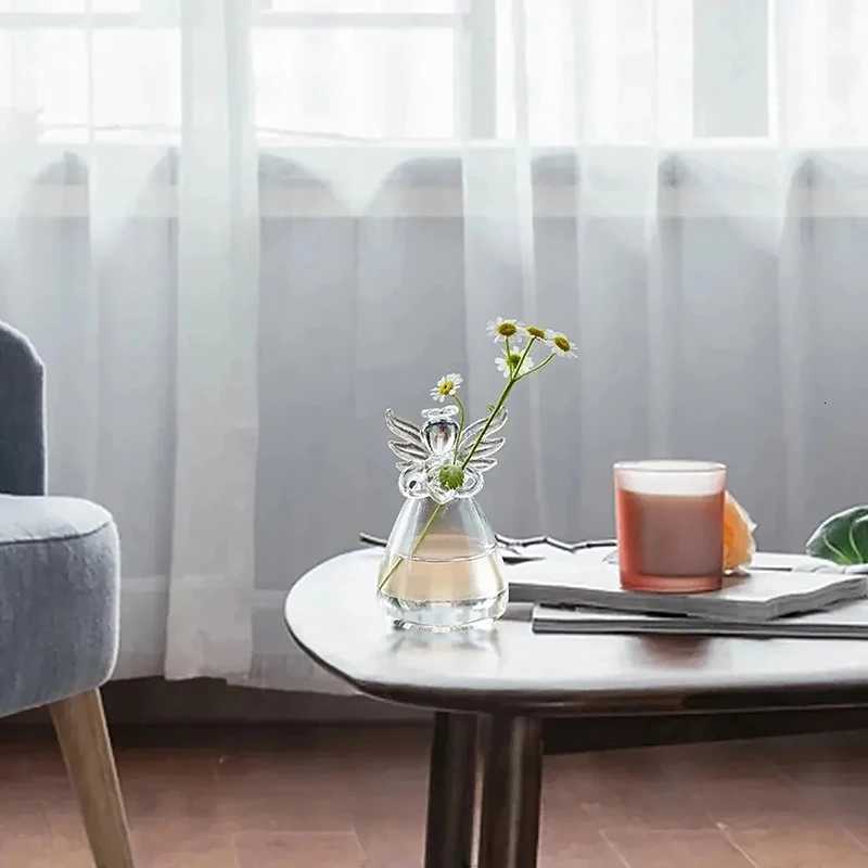 New Transparent Angel Hydroponic Vase Home Decor Nordic Simple Living Room Study Table Accessories Desk Ornament Glass Flowerpot C251124