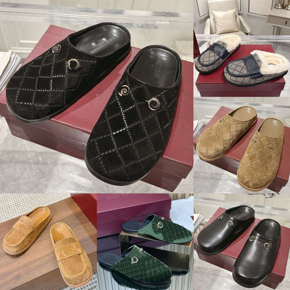 Woman Slide Luxury fur slipper Flat Princetown Slipper mules clogs Designer shoe mule clog sandal fur slide Top Quality Suede leather Comfort Wool casual shoes
