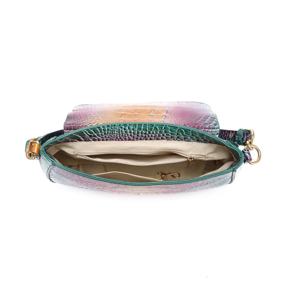 Saddle Large Buckle Crocodile Pattern, Colorful Underarm Bag, Single Bag With Shoulder Strap And Crossbody