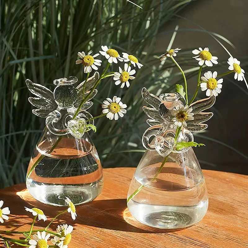 New Transparent Angel Hydroponic Vase Home Decor Nordic Simple Living Room Study Table Accessories Desk Ornament Glass Flowerpot C251124