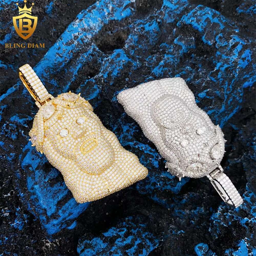Iced Out Hip Hop Jewelry Jesus Head Pendant Diamond Vvs Moissanite 925 Sterling Silver Glod Plated Ready to Ship