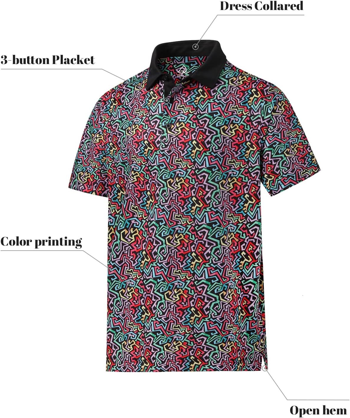 Mens Polo shirt Mens Print Mens Golf Shirt Dry Fit Mens Golf Polo Short Sleeve Quick Dry Funny Casual Fashion print