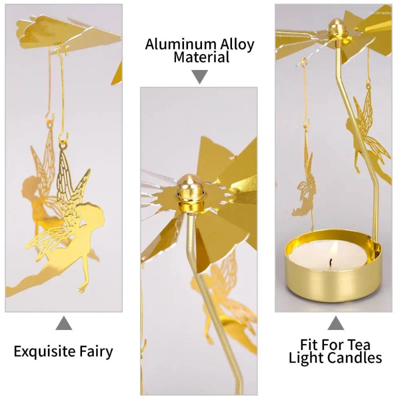 Candle Holders Metal Rotating Holder Mechanism Heat-Powered Rotation Spinner Carousel Elegance Style Transfer Windmill H260310