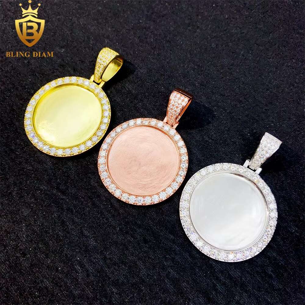 Blingdiam Fine Jewelry Custom Picture Memory Pendant Wholesale Vvs Moissanite Pass Diamond Tester 925 Sterling Silver