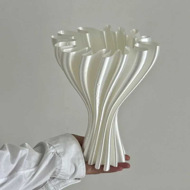 3D Stereoscopic Printing Artistic Vase White Modern Simple Luxury Nordic Living Room Vases Creative Interior Home Decoration C251124