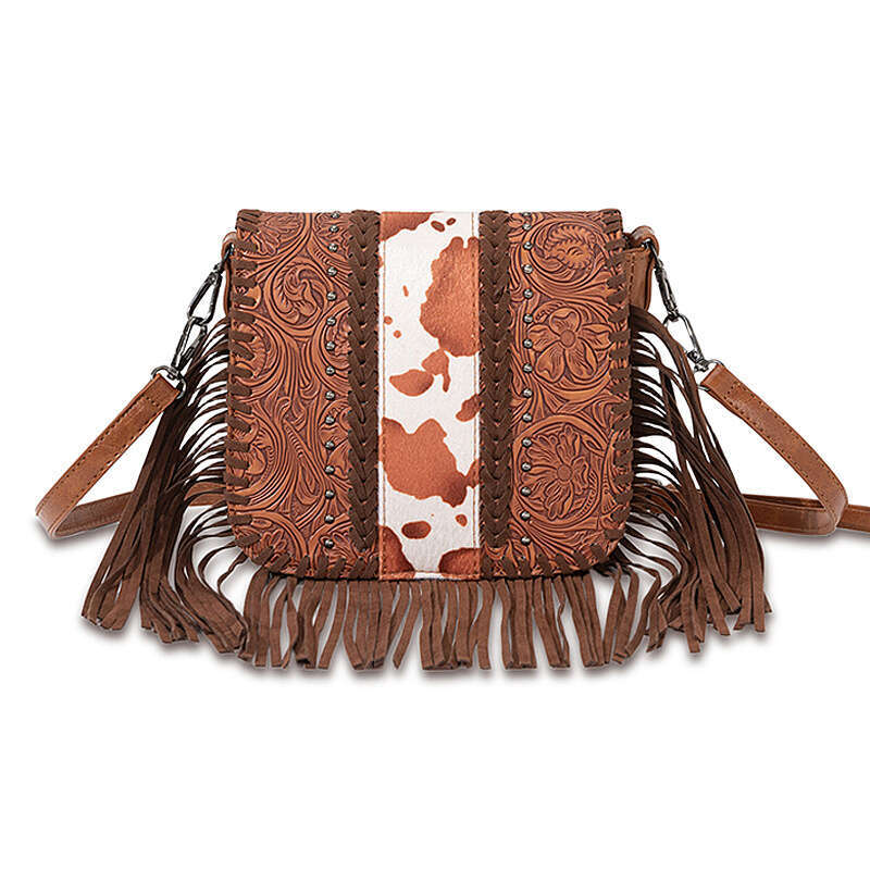 Bohemian ethnic chic Su crossbody shoulder PU leather phone women's bag