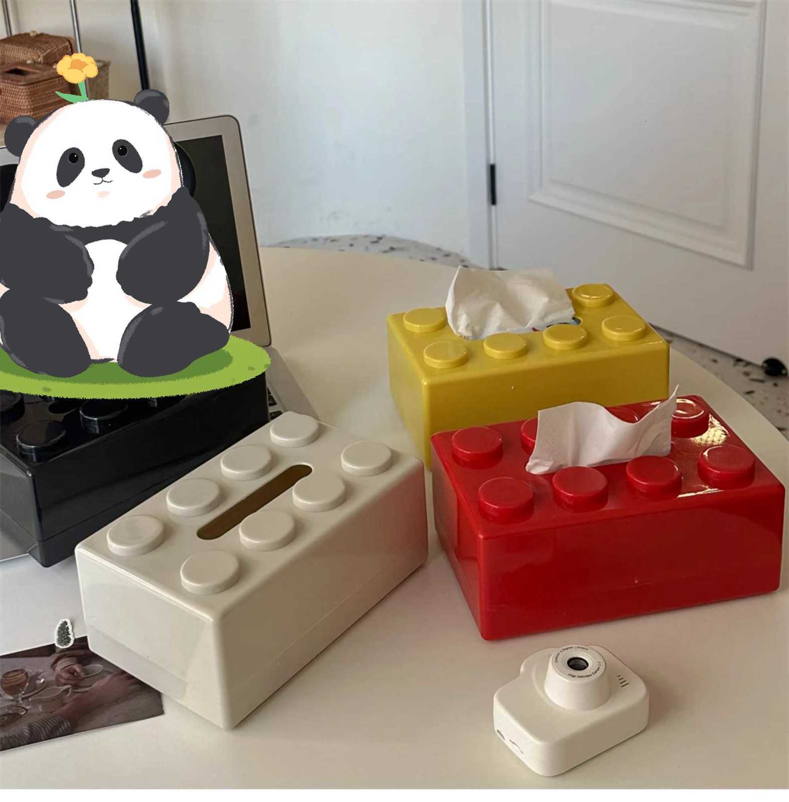 Cute Colored Tissue Box Building Block Desktop Coffee Table Tissue Storage Box Paper Drawer Large Capacity Bedroom DecorationM251124
