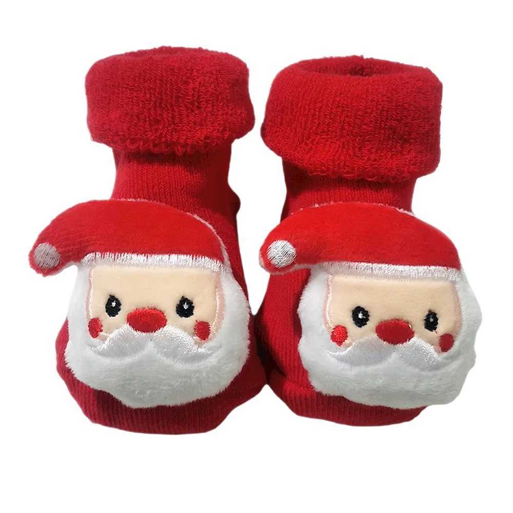 1 Pair Baby Christmas Winter Thick Terry SOCKS Non-slip Toddler SOCKS Red Santa Claus Christmas Cute Decoration G251124