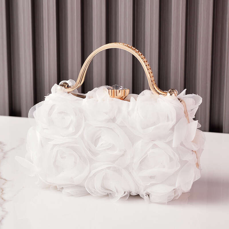 Dinner Bag Flower Banquet Bridal Wedding White Dress Package Partybag KQ