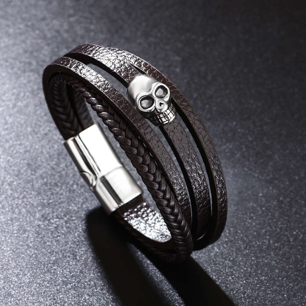 Explosive Punk Style Evil Alloy Magnetic Buckle Skull Head Bracelet