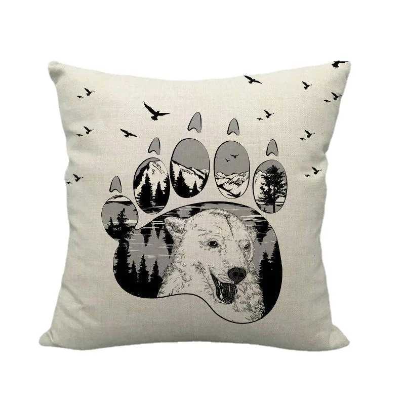 Black and White Animal Scene Series Digital printing short plush pillow covers for car sofa office cushion cover home goods G251124