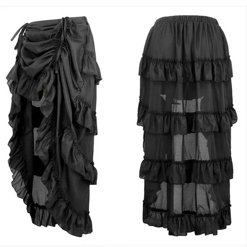 Womens plus size Victorian Gothic steampunk Midi skiing sexy high-low pleated retro elastic pleated tight corset party skiing M250424