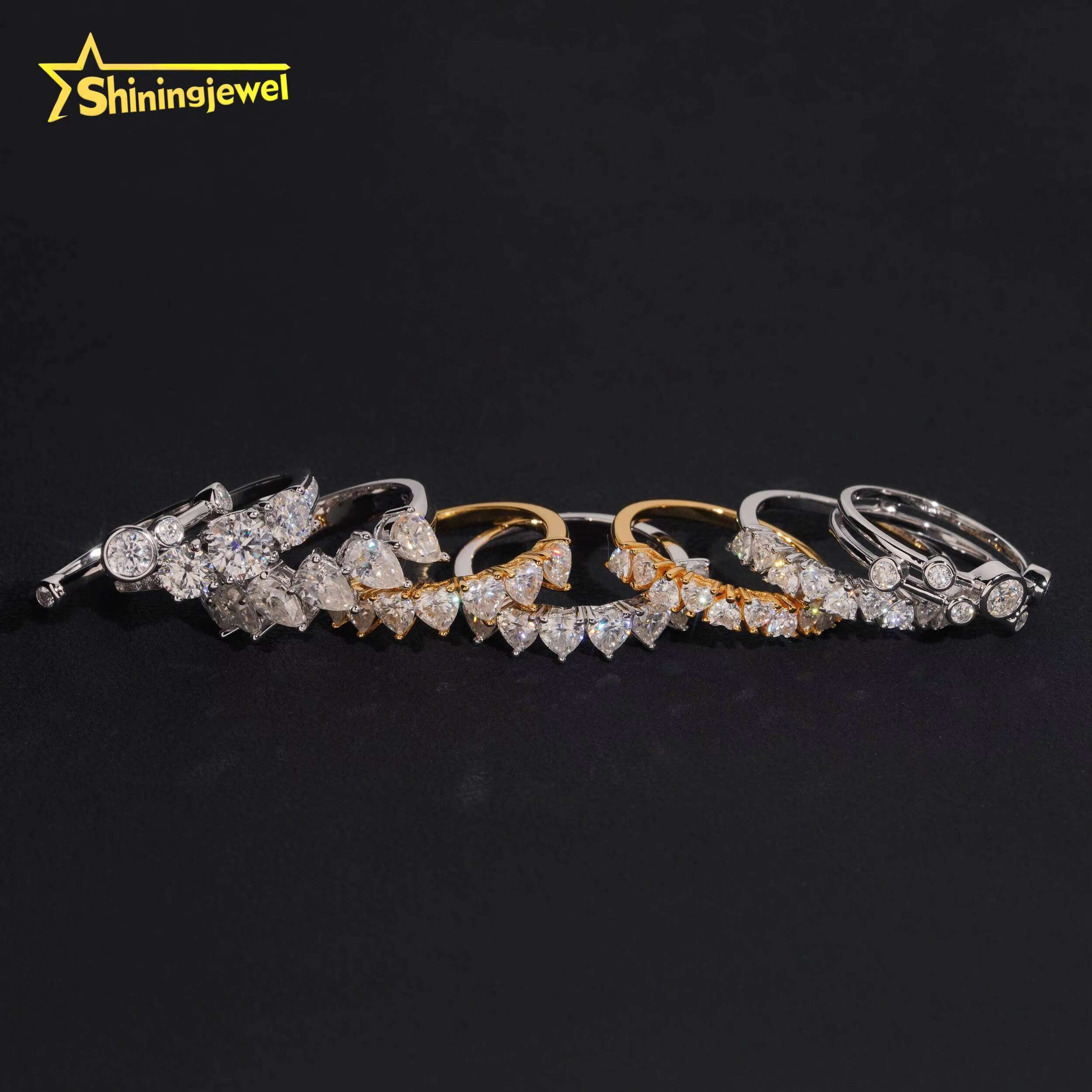 Wholesale Price Gold Plated Moissanite Wedding VVS Pass Diamond Test 925 Sliver Engagement Rings for Women