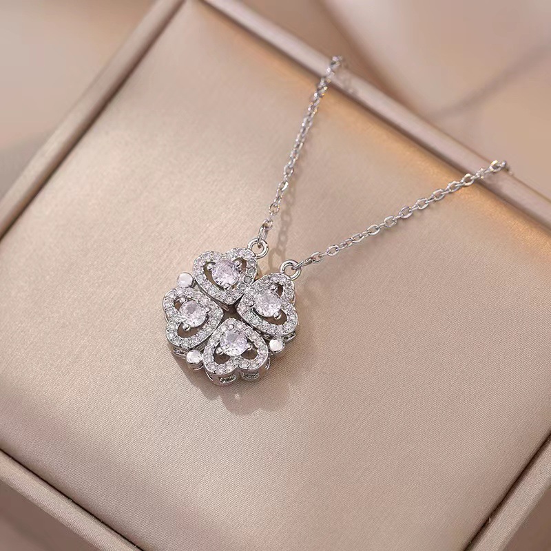 INS moissanite chain designer necklace designer necklace for woman diamond chain luxury jewelry women mens necklace heart linked to heart Foldable cla - view 3