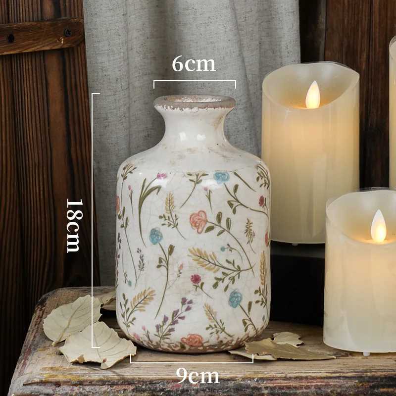 Retro Ceramic Vase Decoration Flower Arrangement Pastoral Style Small Decoration Light Luxury High Sense Flower Arrangement C251124