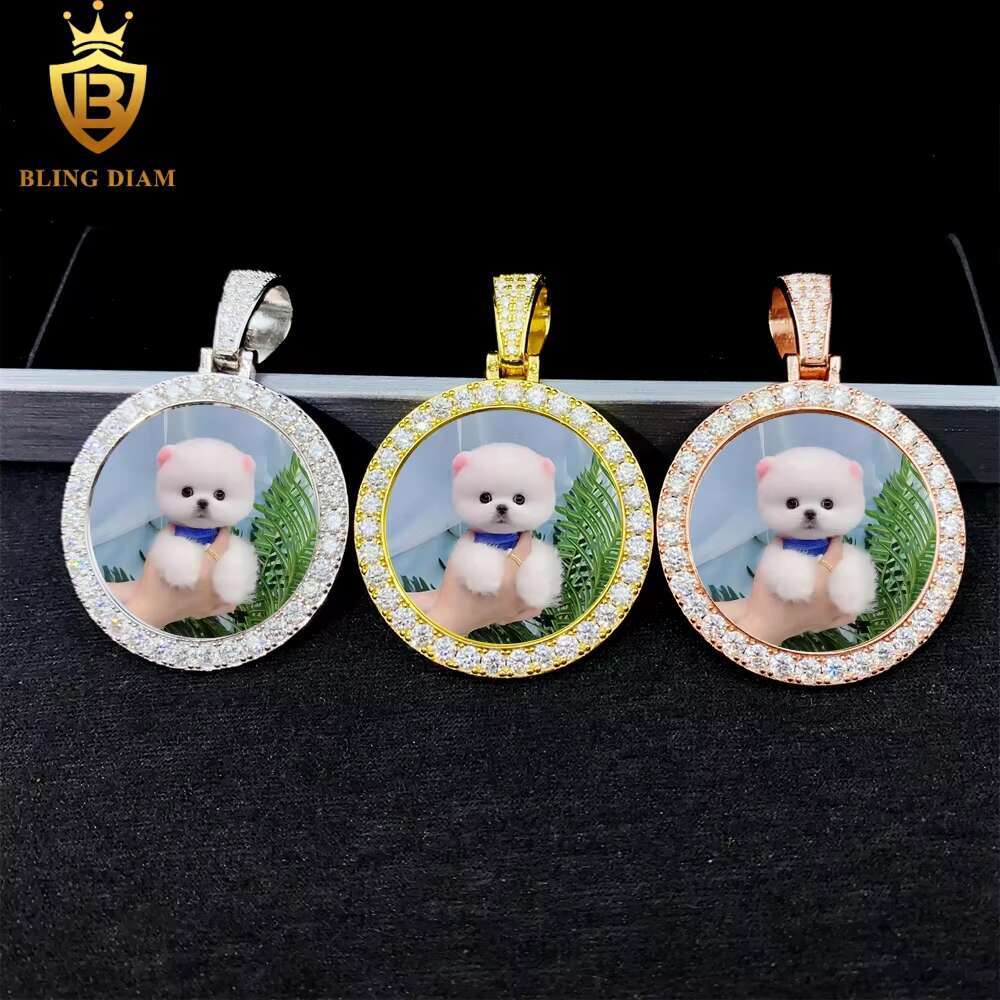 Blingdiam Fine Jewelry Custom Picture Memory Pendant Wholesale Vvs Moissanite Pass Diamond Tester 925 Sterling Silver