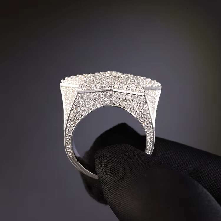 RTS Fashion Rapper Jewelry Iced Out Hip Hop Ring Fully Moissanite 925 Silver Star Moissanite Ring for Men Star Cuban Ring