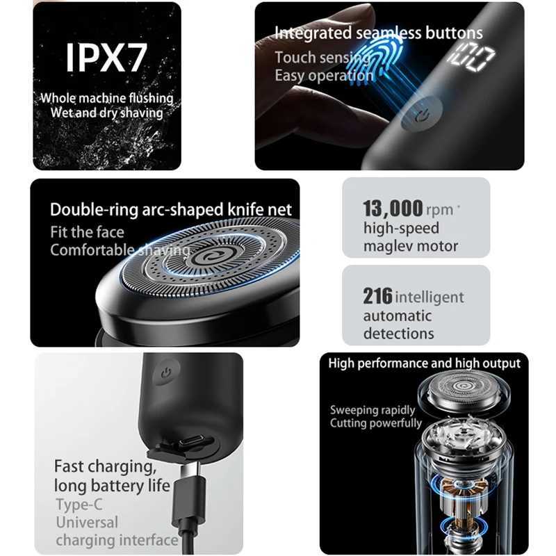 Mini Electric Shaver Led Digital Display Men Rechargeable Type-c Charging Car Portable Shaver Men Women Home Razor L251124