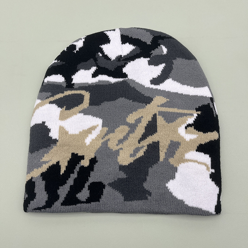 2025 Camouflage jacquard letter beanie Fashionable Hip-hop Pullover Hat Y2K designer beanie bonnet winter hat luxe mens beanie designer winter hat bea - view 6