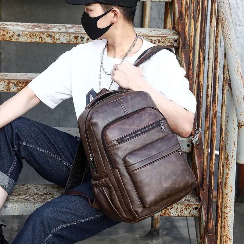 Designer bag High Quality USB Charging Backpack Men PU Leather Bagpack Large Laptop Backpacks Male Mochilas Schoolbag For Teenagers Boys