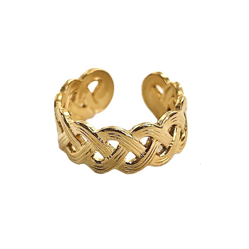 Top source non fading titanium ring, women's woven design, minimalist stainless steel ring