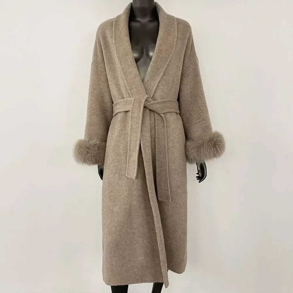 Cashmere Coat Double-sided Woolen Jacket Women Removable Cuffs Fox Fur Jacket Winter Temperament Short and Long Real Wool Coat J251124