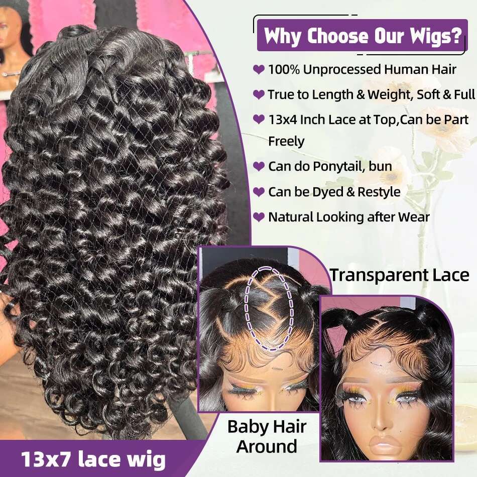 Rosabeauty Loose X Burmese Curly Raw Density X HD Lace Front Human Hair Wigs X Deep Wave Frontal Wig Tote Bag Tote Bag