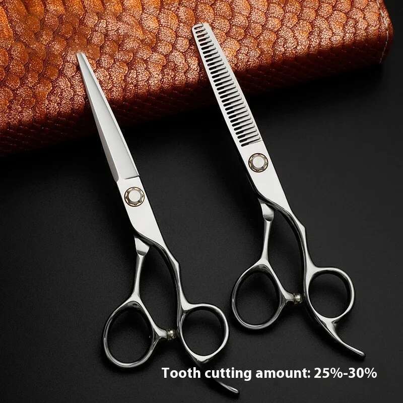 6.0Inch Japan 440C Bearing Hairdressing Salon Hair Stylist Straight Thinning Shear Hair-cutting Scissors Set
