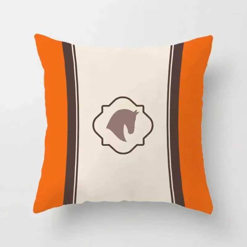 Orange patchwork pattern throw pillow cover with short plush print living room sofa decoration cushion cover pillow covers G251124