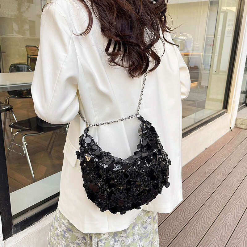 Tote Small Fashionable Sequins, Armpit Saddle Bag, Stylish Single Shoulder Crossbody Handbag, Women's Bag Style