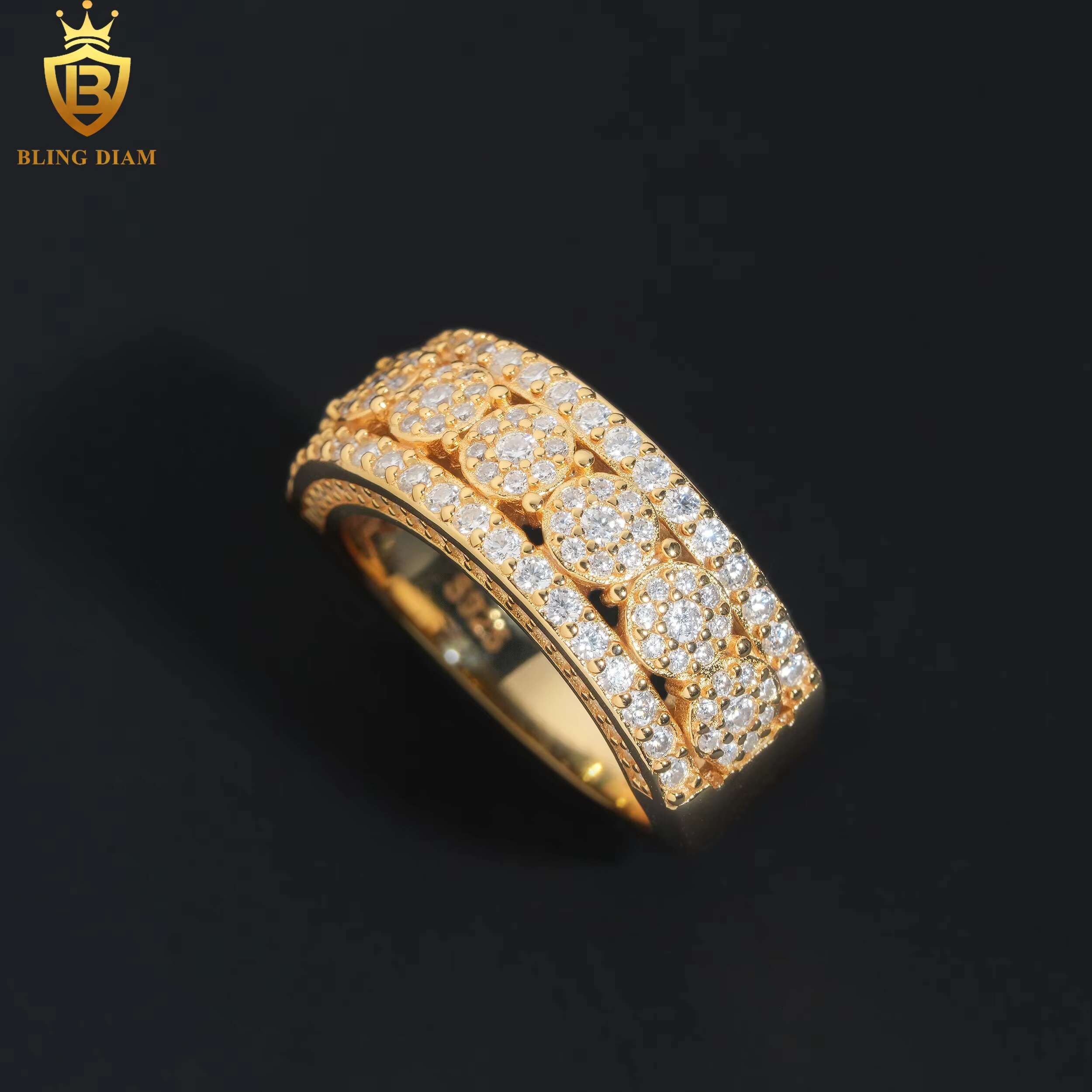 Hip Hop Jewelry 925 Sterling Silver Men Women Rings Vvs Moissanite Iced Out Gra Certificate