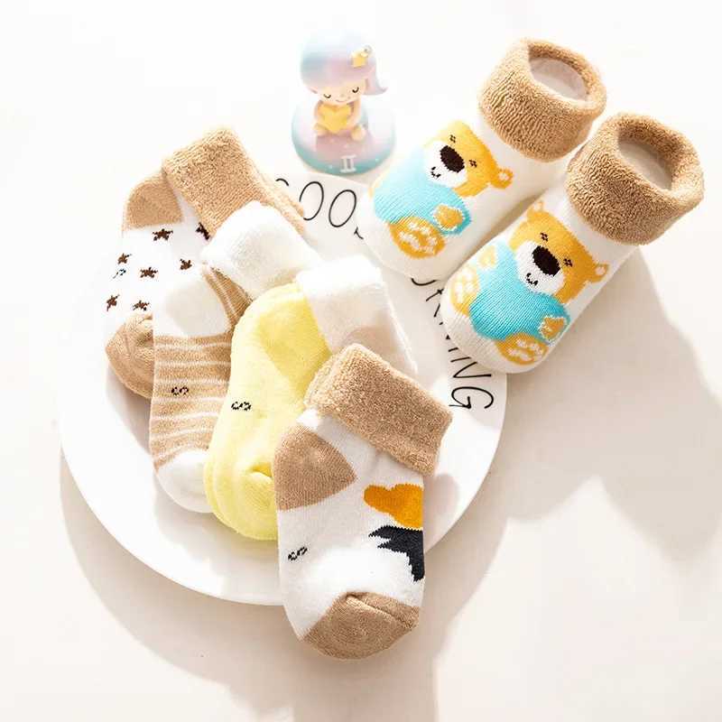 5Pairs Winter Warm Baby Plush SOCKS Cute Kids Floor Sock 0-3Year Boy Girl Thick Terry SOCKS Newborn Thermal Footwear G251124