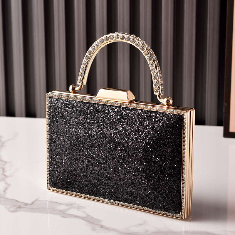 Dinner Bag New High End Gold Sequin Dinner Bag Fashionable Diamond Studded Hand Held Party Dress Bag KQ