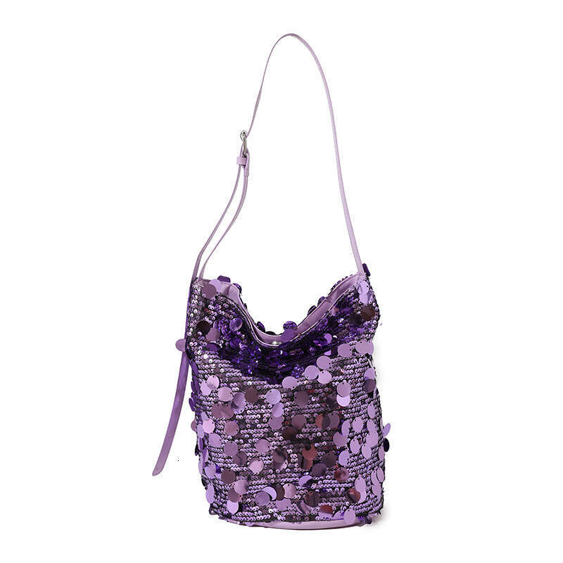 This Year's Popular Sequin Niche Design 2024 New Women's Versatile Chain Crossbody Single Shoulder Bucket Bag